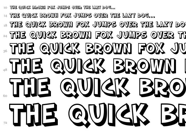 SF Slapstick Comic font waterfall